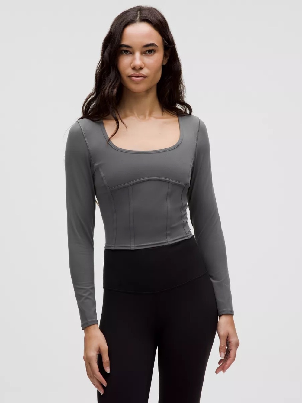 Lululemon Gray Long Sleeve Waist-Seamed Nulu Top Size 12 NWT